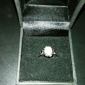 New Genuine Opal And Black Spinel Ring